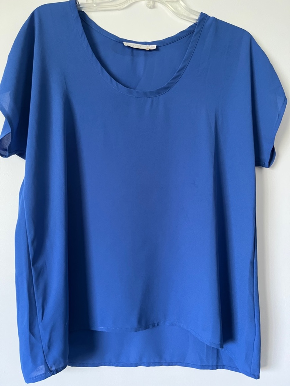 Lush Royal Blue Scoop Neck Short Sleeve Blouse